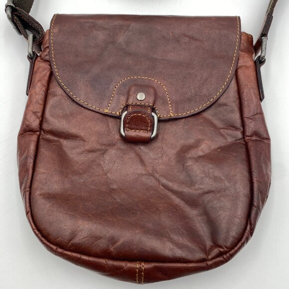 Jack Georges Dark Brown Leather Crossbody Bag Rustic Cowboy Rodeo Purse Boho 9" - Picture 2 of 13